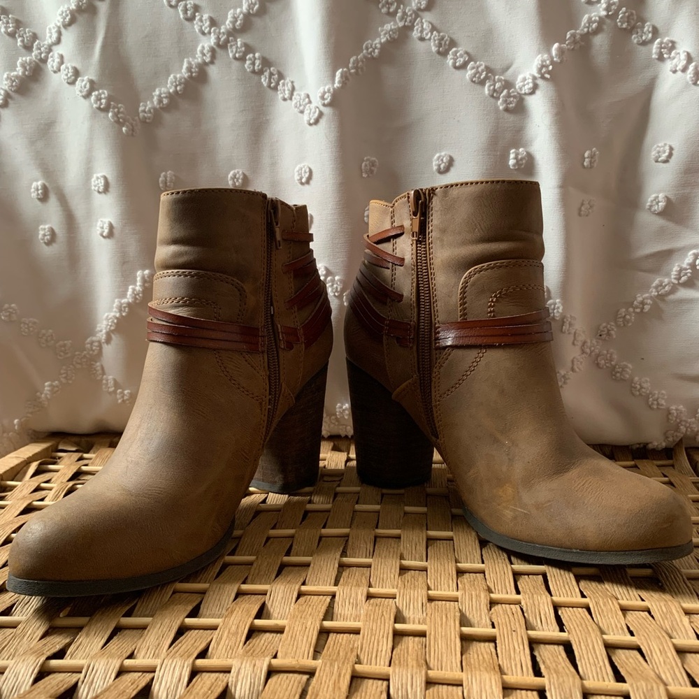 Madden Girl Brown Leather Ankle Boots